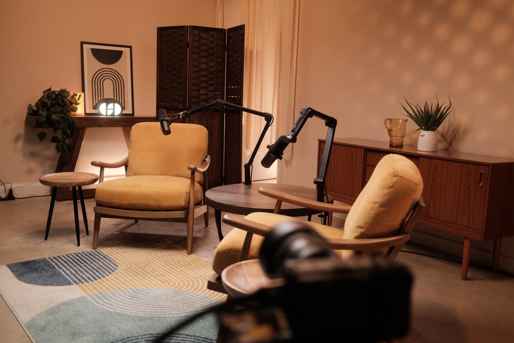South Studio, wide shot showing the full recording table and seating.